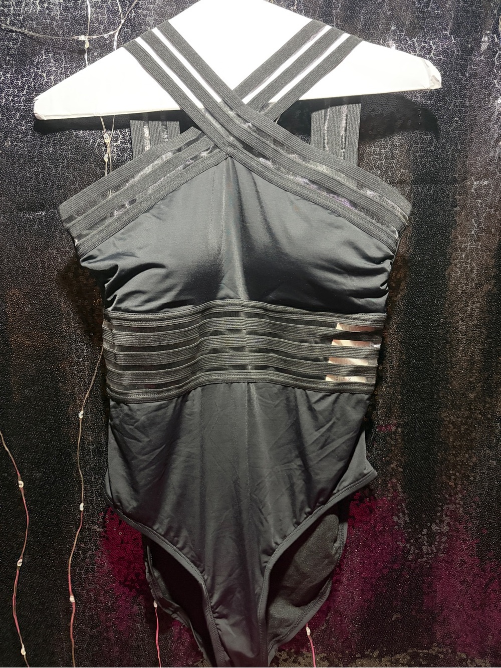 Black Strappy One-Piece Swimsuit